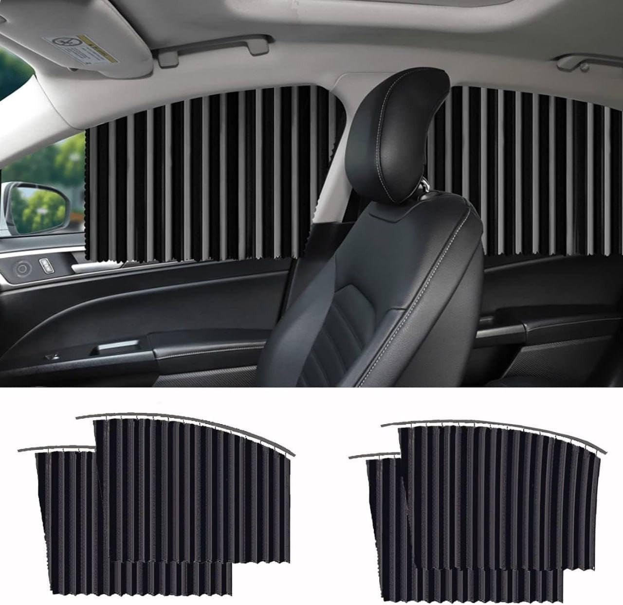 Foldable Car Window Privacy Curtains Sunshade Side Magnet Pleated Car Window Curtain
